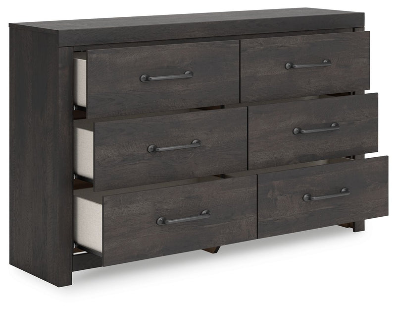 Hollivern - Dark Gray - Six Drawer Dresser - JaxCo Furniture