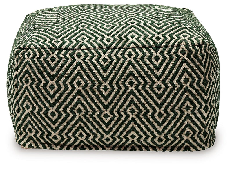 Abacy - Green / Ivory - Pouf - JaxCo Furniture