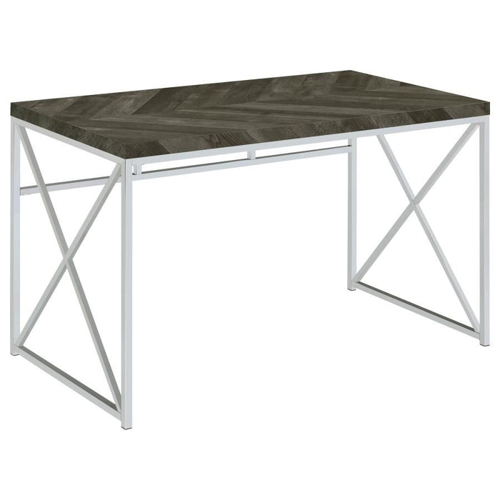 Grimma - Writing Office Desk - Rustic Gray And Chrome - JaxCo Furniture