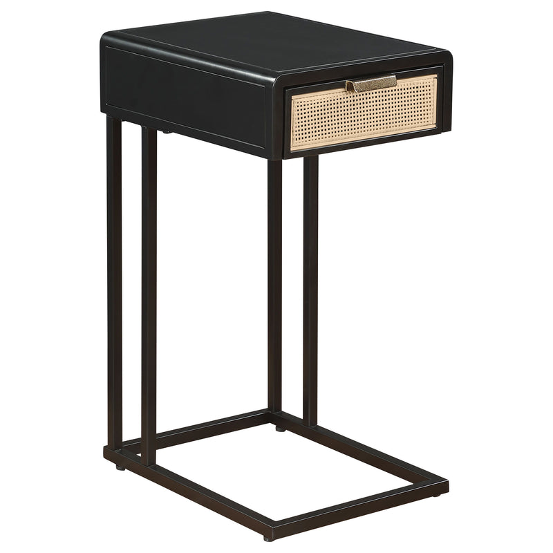 Amherst - 1-Drawer Radio Weave Cane Metal Side Table - JaxCo Furniture