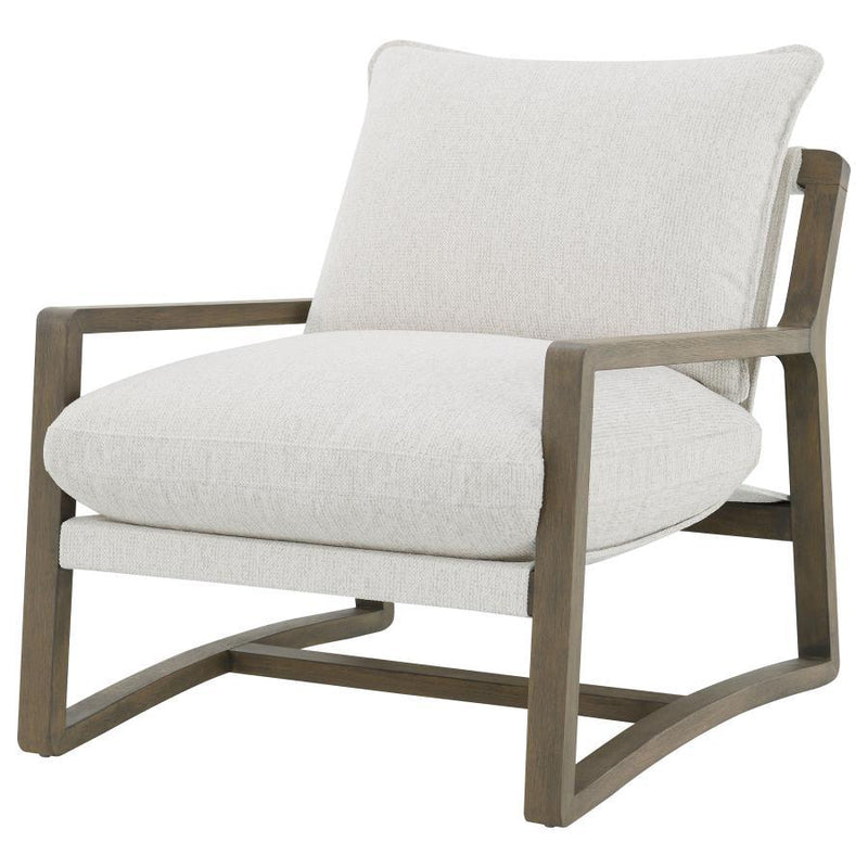 Geneva - Boucle Upholstered Wood Arm Accent Chair - Sand - JaxCo Furniture