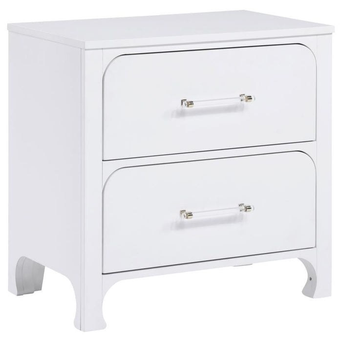 Anastasia - 2-Drawer Nightstand - Pearl White - JaxCo Furniture