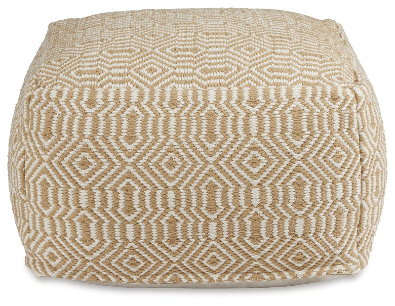 Adamont - Tan / Ivory - Pouf - JaxCo Furniture