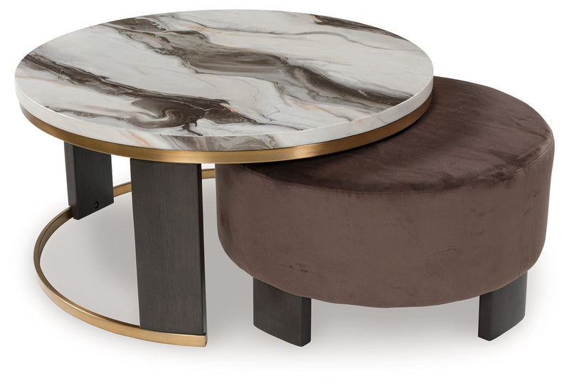 Jazmore - Brown / Brass Finish - Nesting Cocktail Tables (Set of 2) - JaxCo Furniture