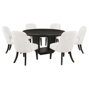 Leandro - 7 Piece Round Dining Table Set - Cream / Burnished Black - JaxCo Furniture