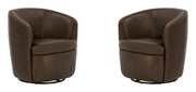 Barolo - 100% Italian Leather Swivel Club Chair (Set of 2) - JaxCo Furniture
