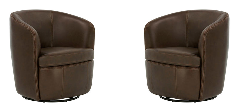 Barolo - 100% Italian Leather Swivel Club Chair (Set of 2) - JaxCo Furniture