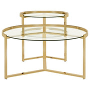 Delia - 2 Piece Round Glass Top Nesting Coffee Table - JaxCo Furniture