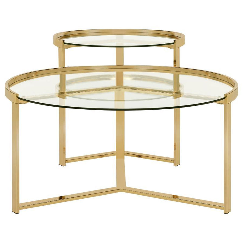 Delia - 2 Piece Round Glass Top Nesting Coffee Table - JaxCo Furniture