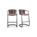 Freeman - Barstool Leather (Set of 2) - Grazed Brown - JaxCo Furniture