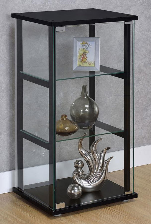 Cyclamen - 3-Shelf Clear Glass Curio Display Cabinet - Black - JaxCo Furniture