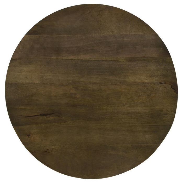 Yaritza - Round Mango Wood Coffee Table - Natural And Gunmetal - JaxCo Furniture