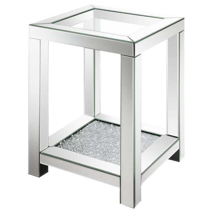 Valentina - 1-Shelf Square Glass Top Side End Table - Silver - JaxCo Furniture