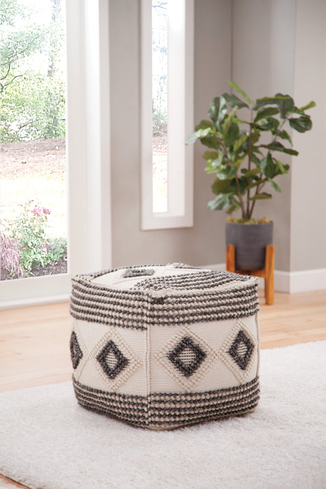 Dalia - Square Handwoven Woolen Pouf - Beige - JaxCo Furniture