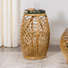 Dahlia - Round Glass Top Woven Rattan End Table - Natural - JaxCo Furniture