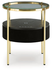 Nedman - Black / Gold Finish - Accent Table With Speaker - JaxCo Furniture