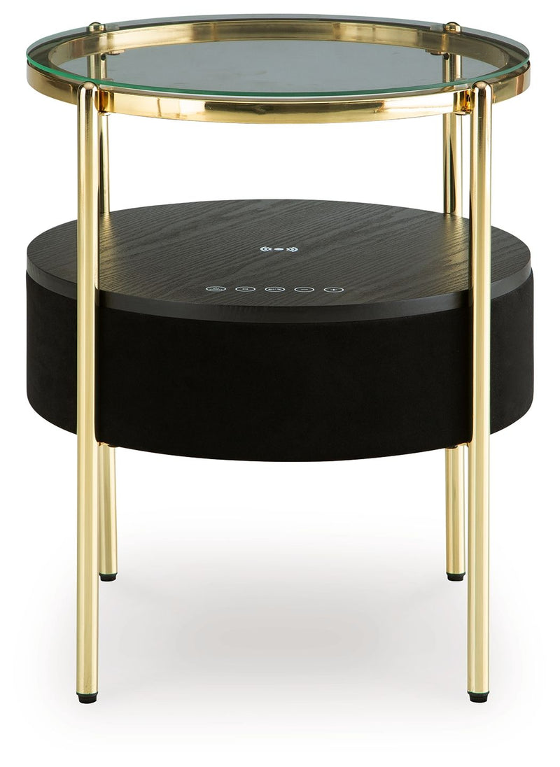 Nedman - Black / Gold Finish - Accent Table With Speaker - JaxCo Furniture