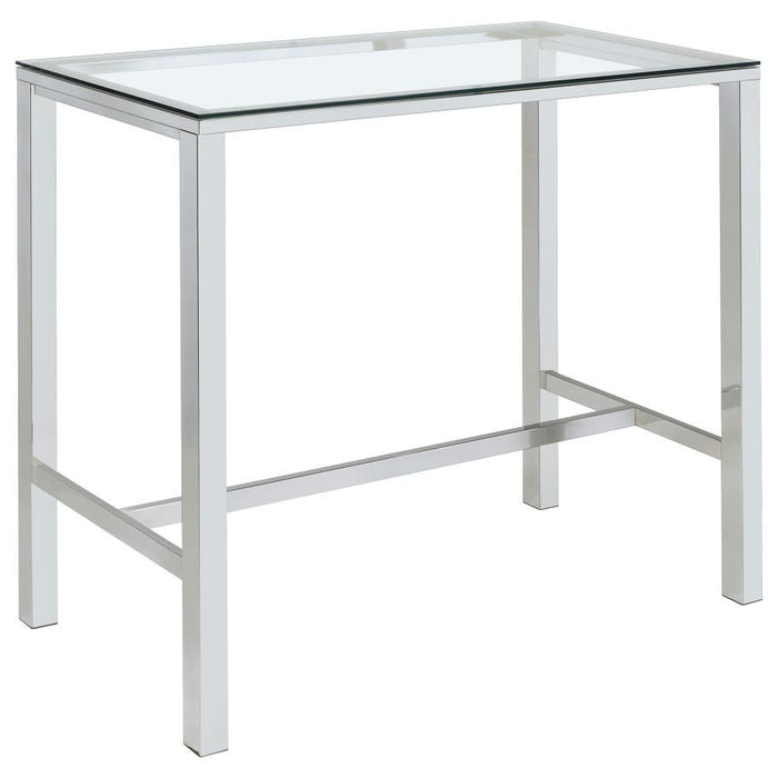 Tolbert - Rectangular Glass Top Pub Bar Table - Chrome - JaxCo Furniture