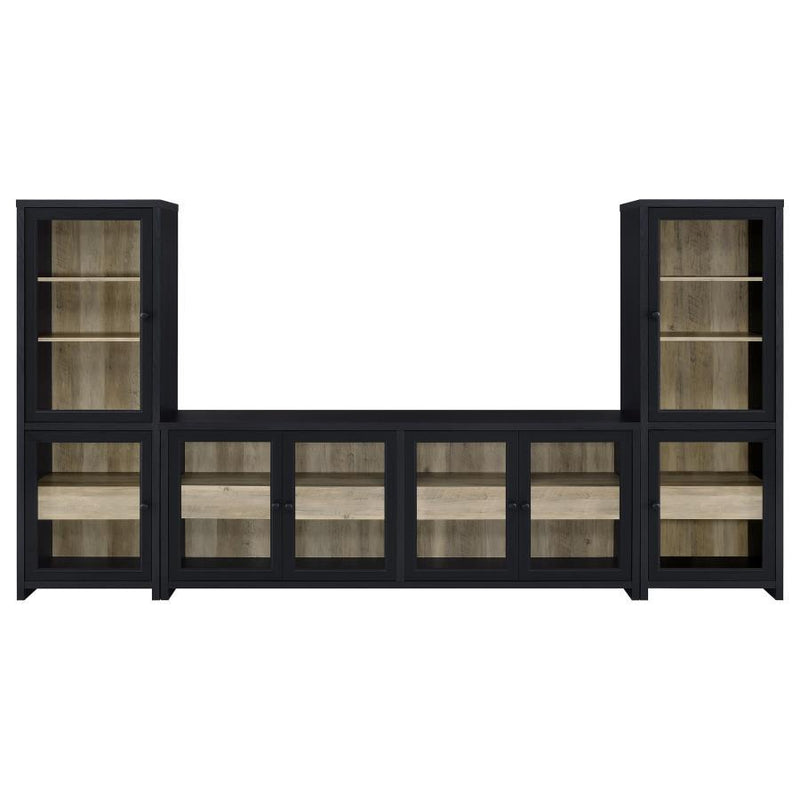 Denison - 3 Piece Entertainment Center 79" TV Stand - Black - JaxCo Furniture