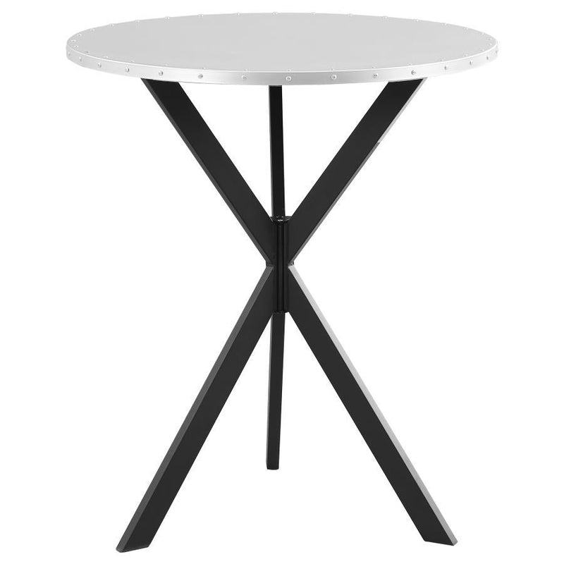 Kenzo - Round Galvanized Steel Bistro Bar Table - Silver - JaxCo Furniture