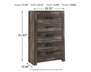 Wynnlow - Gray - Five Drawer Chest - JaxCo Furniture