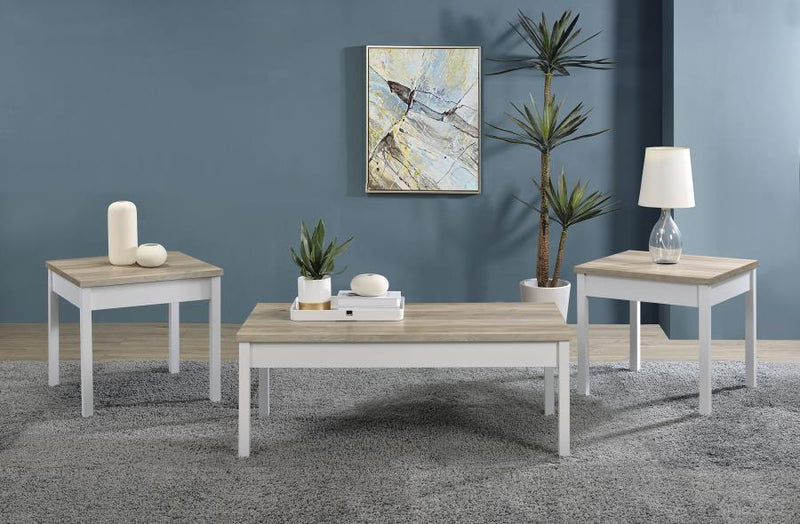 Stacie - 3 Piece Coffee Table Set - Distressed Pine - JaxCo Furniture