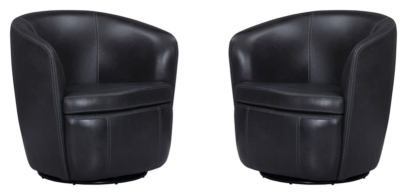 Barolo - 100% Italian Leather Swivel Club Chair (Set of 2) - JaxCo Furniture