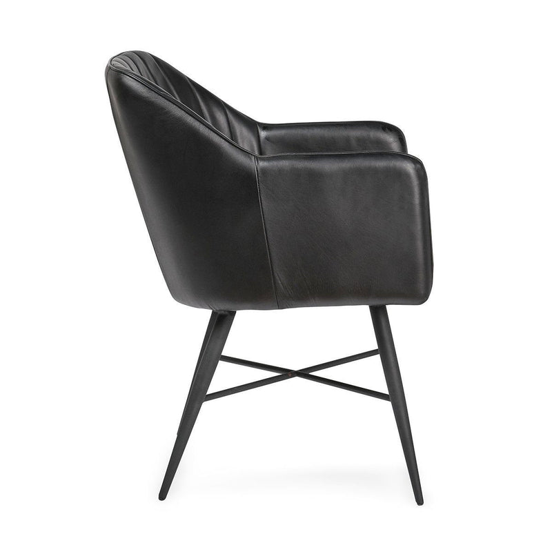 Leon - Leather Dining Chair - Jet Black - JaxCo Furniture