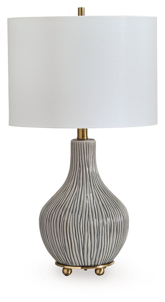 Judlen - Gray / Gold Finish - Ceramic Table Lamp - JaxCo Furniture