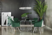 Veena - Round Glass Top Metal Dining Table - Chrome - JaxCo Furniture