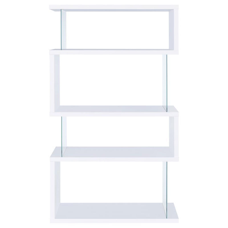 Emelle - 4-Shelf Glass Panel Bookshelf - JaxCo Furniture