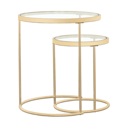 Maylin - 2 Piece Round Glass Top Nesting Table Set - Gold - JaxCo Furniture