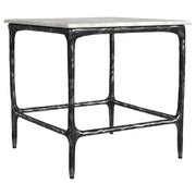 Ebby - Square Genuine Marble Top Metal End Table - White - JaxCo Furniture
