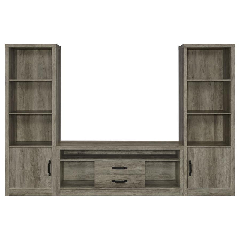 Burke - 3 Piece TV Entertainment Center - Gray Driftwood - JaxCo Furniture