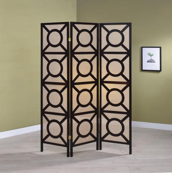 Vulcan - 3 Panel Room Divider Folding Shoji Screen - Cappuccino - JaxCo Furniture