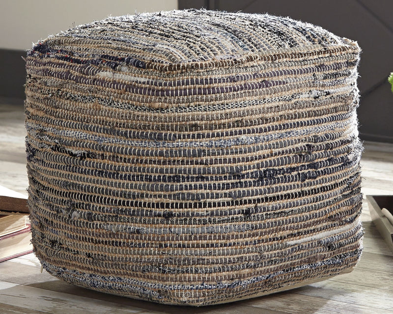 Absalom - Denim - Pouf - JaxCo Furniture