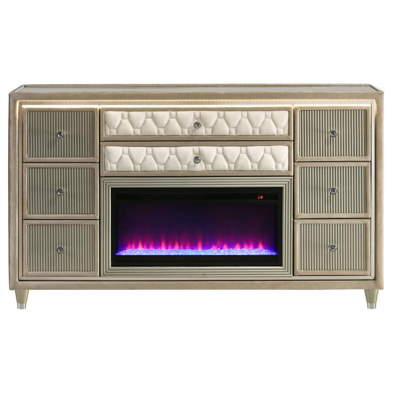 Lorient - 8-Drawer LED Bedroom Flame Box Dresser - JaxCo Furniture