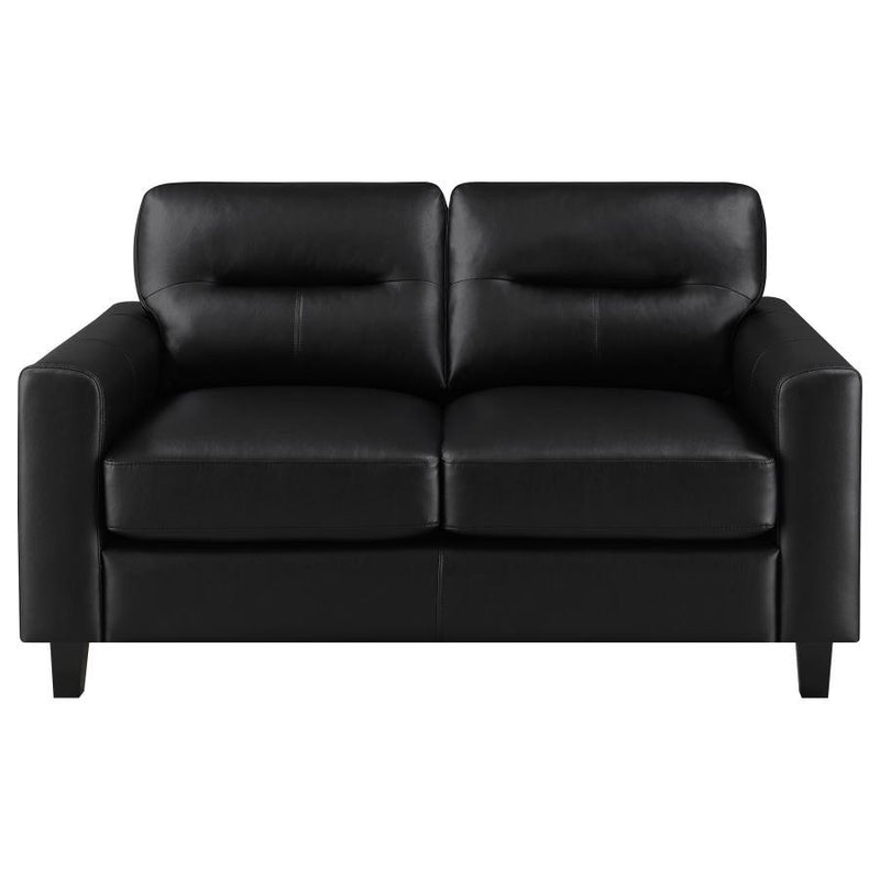 Scotland - Faux Leather Upholstered Track Arm Loveseat - JaxCo Furniture