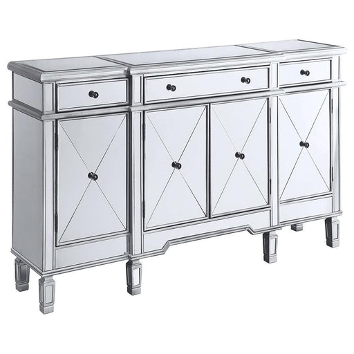 Aconitum - 4 Door Mirrored Storage Accent Cabinet - Silver - JaxCo Furniture