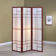 Katerina - 3-Panel Room Divider Folding Shoji Screen - Cherry - JaxCo Furniture