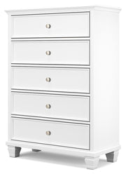 Fortman - White - Five Drawer Chest - JaxCo Furniture