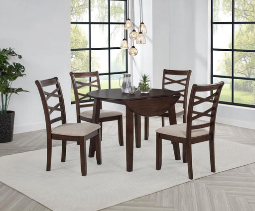 Barton - 5 Piece Round Wood Dining Table Set - Dark Brown - JaxCo Furniture