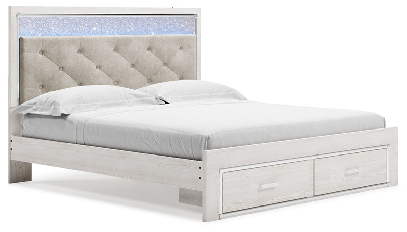 Altyra - White - King Upholstered Storage Bed - JaxCo Furniture