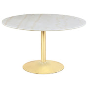 Kella - Round Marble Top Dining Table - White Marble - JaxCo Furniture