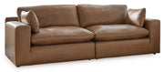 Emilia - Caramel - 3 Pc. - 2-Piece Sectional Loveseat, Ottoman - JaxCo Furniture