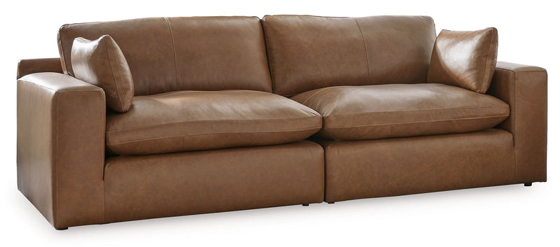 Emilia - Caramel - 3 Pc. - 2-Piece Sectional Loveseat, Ottoman - JaxCo Furniture