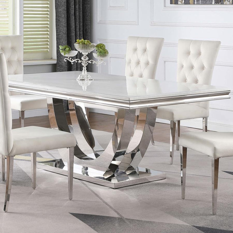 Kerwin - Rectangular Stone Top Dining Table - White - JaxCo Furniture