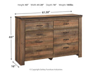 Trinell - Brown Dark - Six Drawer Dresser - 61.34" X 15.98" X 42.99" - JaxCo Furniture