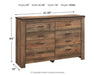 Trinell - Brown Dark - Six Drawer Dresser - 61.34" X 15.98" X 42.99" - JaxCo Furniture