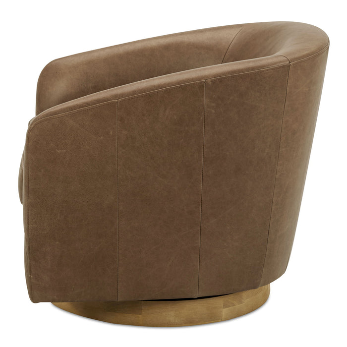 Oscy - Leather Swivel Chair - Tan - JaxCo Furniture